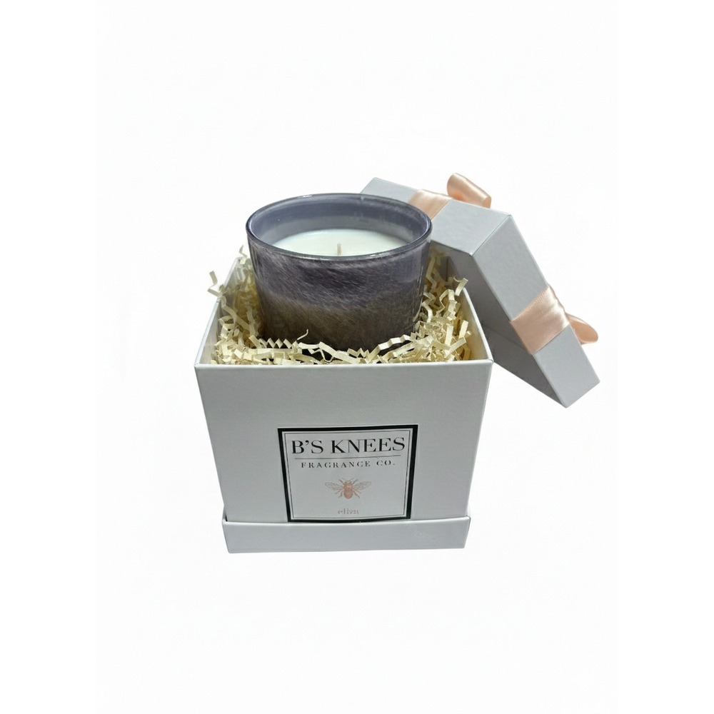 B's Knees Fragrance Co. "Eliza" Luxury Candle Purple‎ Marbled Glass Gift Boxed
